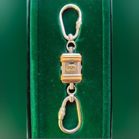 Vintage Gucci Interlocking GG logo twotone (silver and gold-tone) metal Keychain - Picture 2 of 5